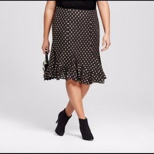 WHO WHAT WEAR Black, gold and white dotted skirt